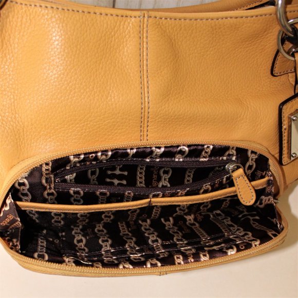 Tignanello Yellow Leather Organizer Shoulder Bag - Picture 7 of 9